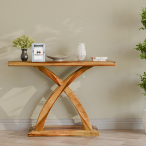 havenzhome wooden study table cum console table | solid wood multipurpose desk | modern workstation for home office, study room & living room