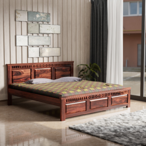 havenzhome solid sheesham wood king size bed without storage