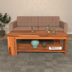 havenzhome premium sheesham wood coffee table | modern wooden center table for living room