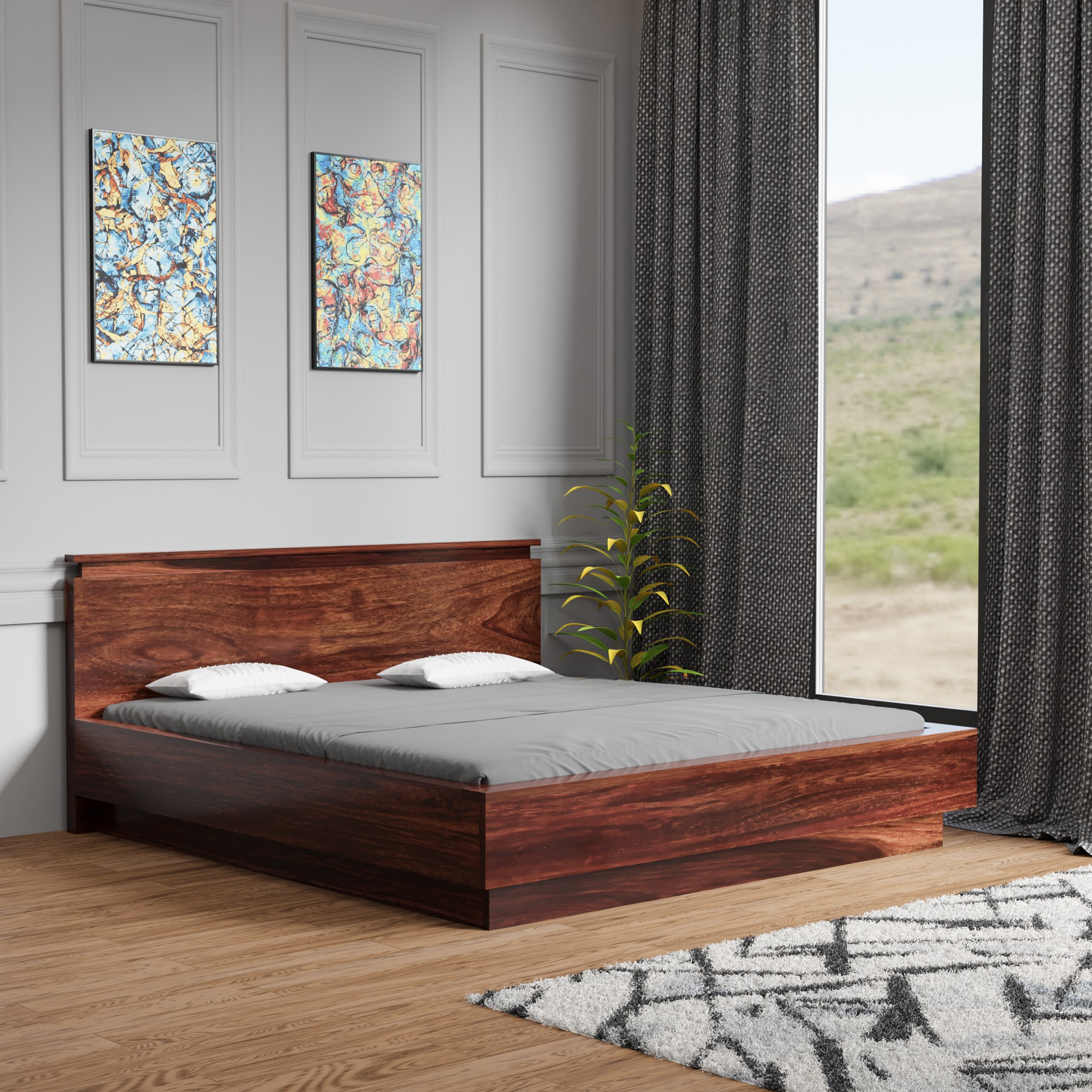 HavenzHome Solid Sheesham Wood King Size Storage Bed | Modern Wooden Bed with Spacious Storage