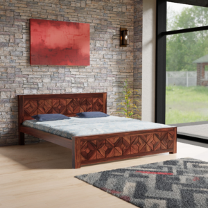 havenzhome solid sheesham wood king size bed without storage