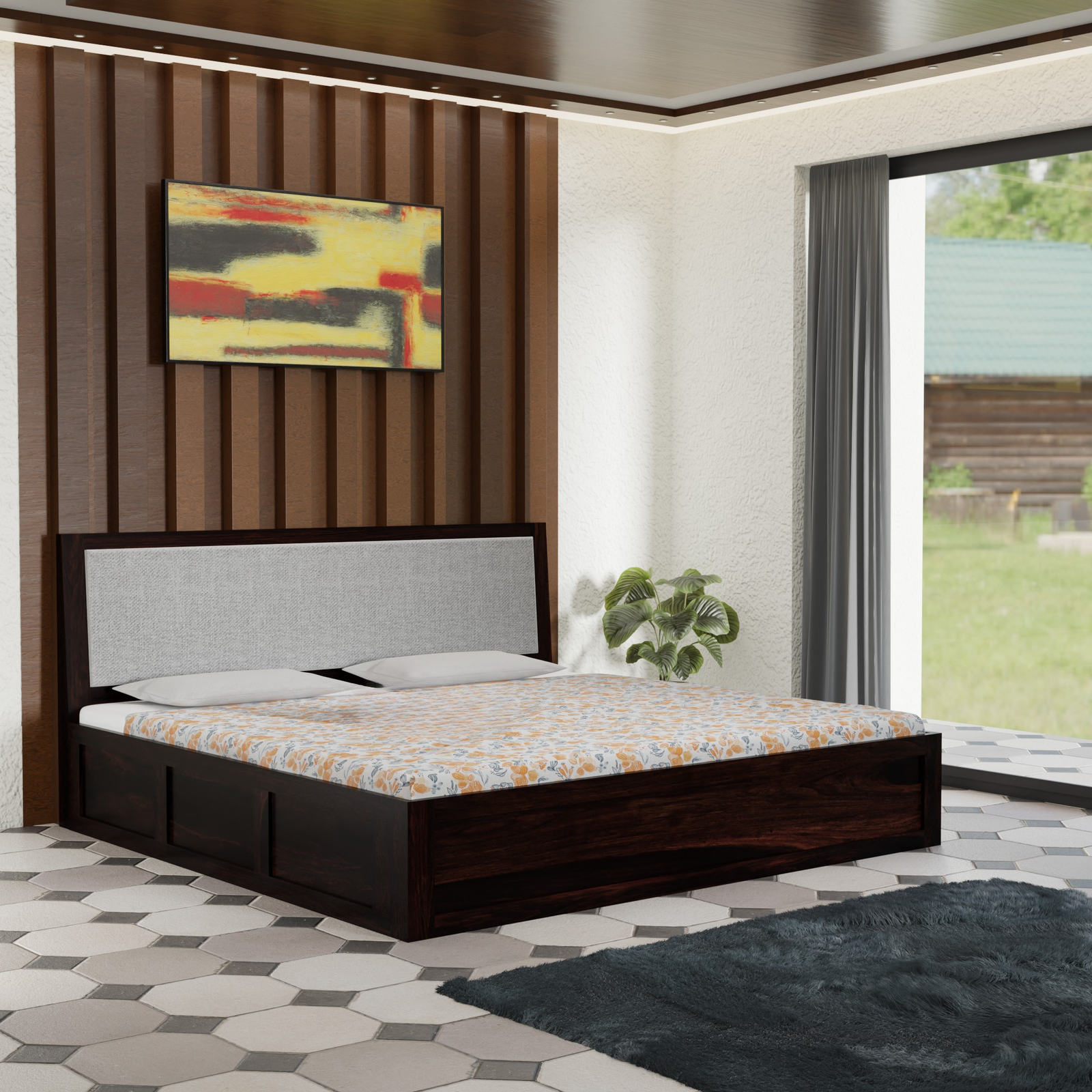 HavenzHome Solid Sheesham Wood King Size Storage Bed | Modern Wooden Bed with Spacious Storage