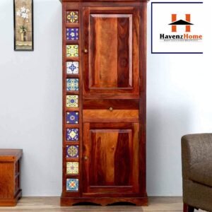 havenzhomewooden storage almirah with multiple shelves