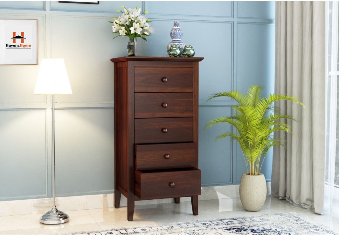 HavenzHome Contemporary Wooden Chest of Drawers | Spacious 5 Drawer Organizer