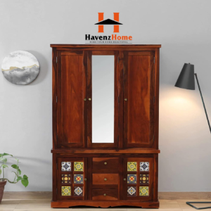 havenzhome elegant sheesham wood wardrobe cabinet