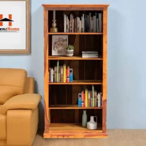 havenzhome solid sheesham wood bookrack | modern wooden bookshelf with storage shelves for home & office (copy)