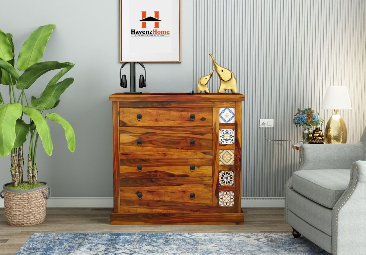 HavenzHome Contemporary Wooden Chest of Drawers | Spacious 4 Drawer Organizer