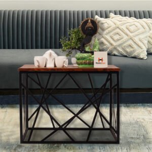 havenzhome industrial style wooden & iron nesting tables