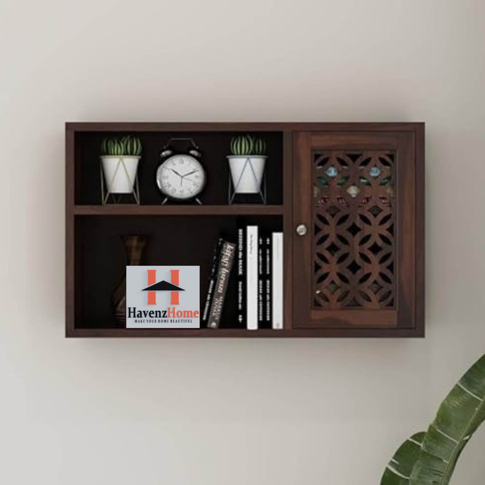 HavenzHome Modern Wooden Display Shelf for Living Room