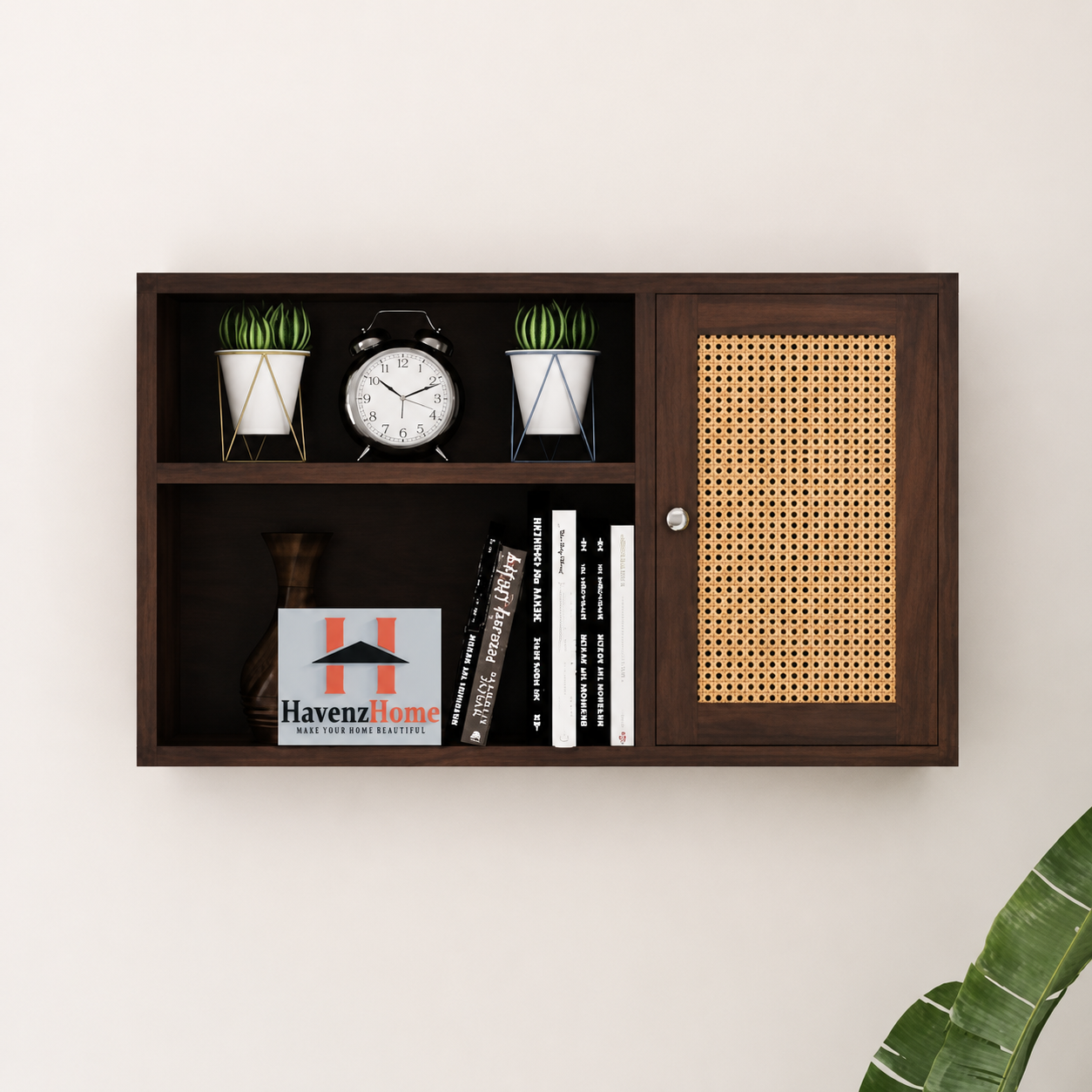 HavenzHome Modern Wooden Display Shelf for Living Room
