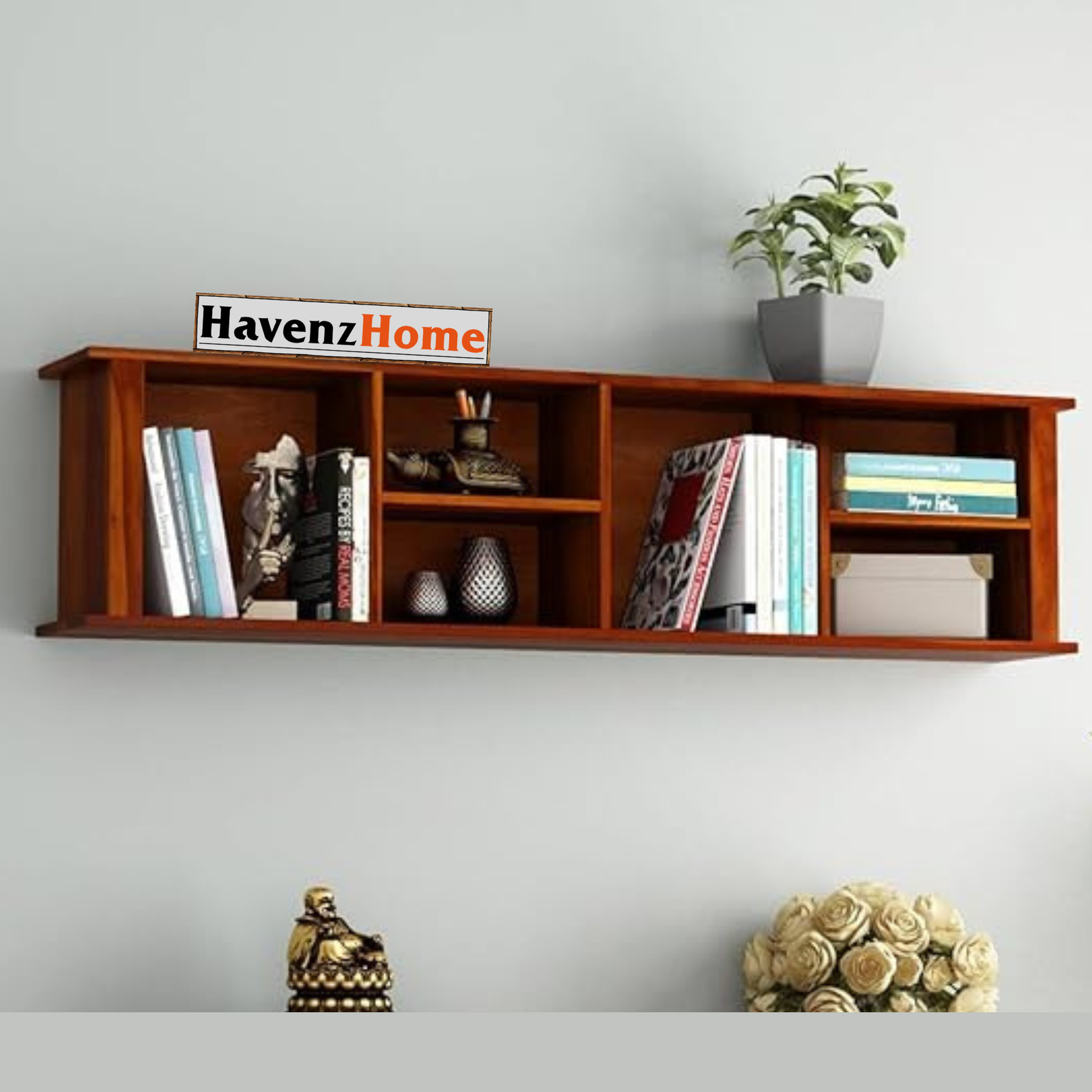 HavenzHome Modern Wooden Wall Shelf for Living Room & Bedroom