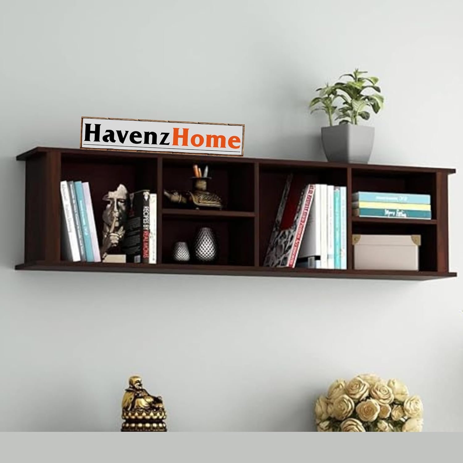HavenzHome Modern Wooden Wall Shelf for Living Room & Bedroom