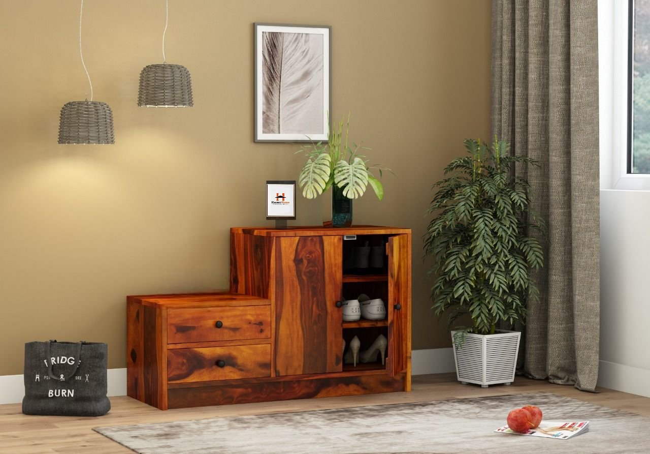 HavenzHome Solid Wood Shoe Rack Cabinet with Storage for Entryway