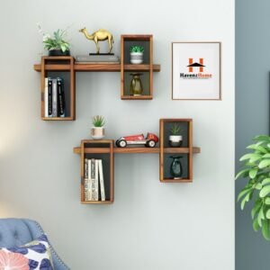 havenzhome space saving wooden wall shelf for home & office