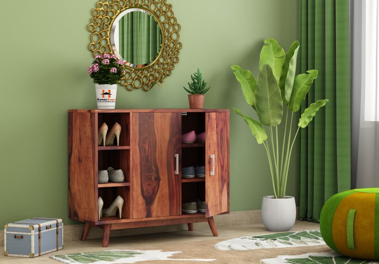 HavenzHome Wooden Shoe Rack with Doors