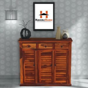 havenzhome wooden shoe rack with closed doors