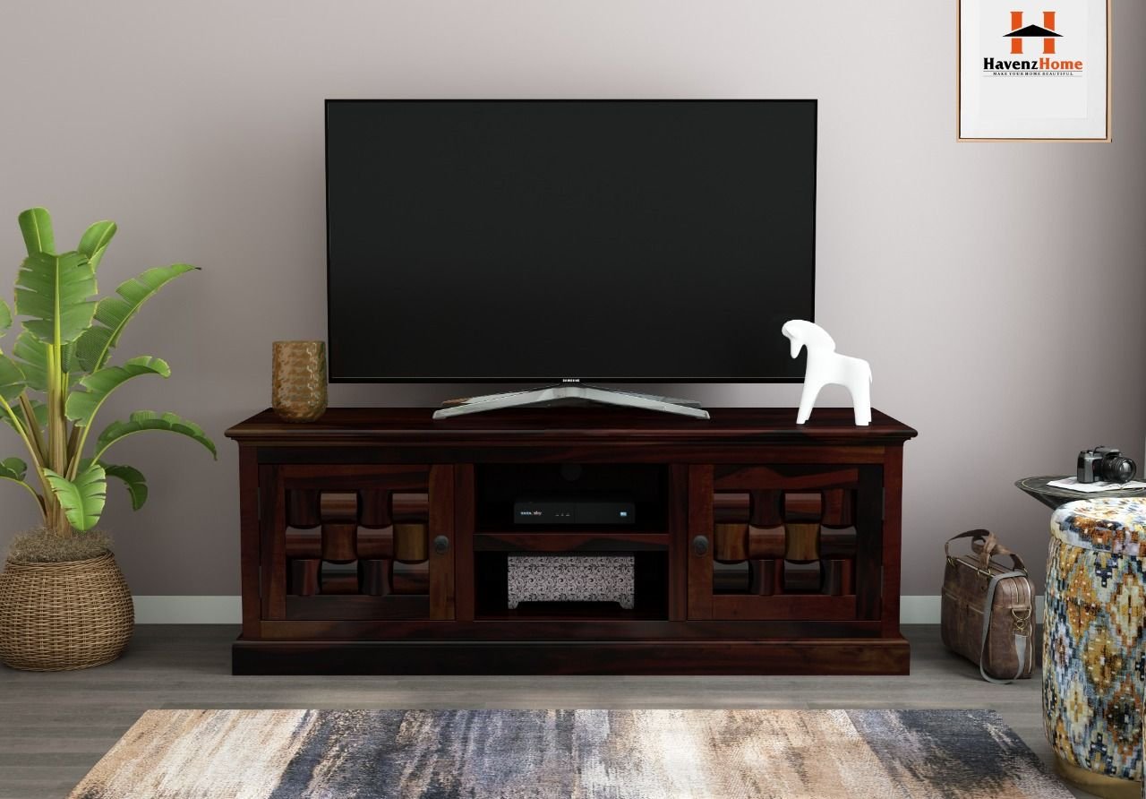 HavenzHome Luxury Wooden Entertainment Unit for Smart TVs