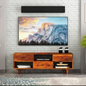 havenzhome premium solid wood tv unit with storage