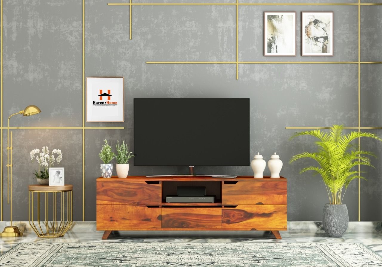 HavenzHome Premium Solid Wood TV Unit